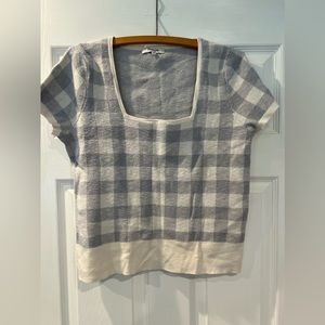 Madewell Plaid Sweater Top Short Sleeved Size Large